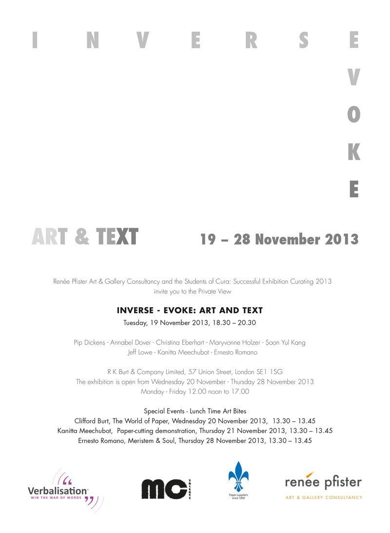 The exhibition Inverse - Evoke: Art and Text 