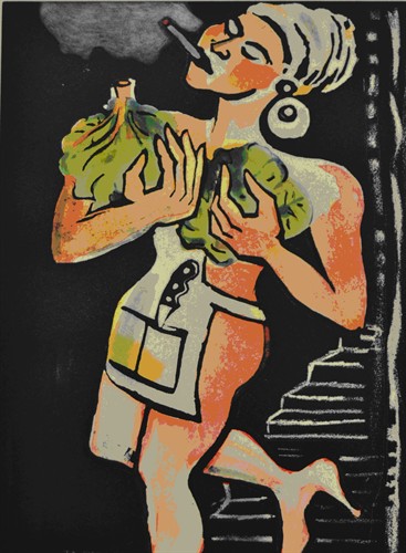Elvira Bach Die Gärtnerin aus Liebe, 2014, Coloured Lithograph, H690 mm x W535 mm