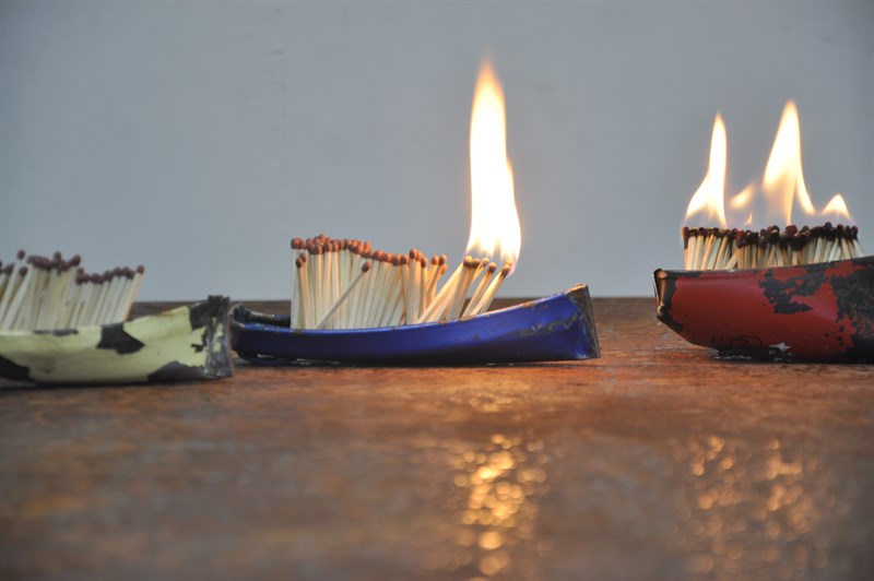 Dark Water, Burning World - Issam Kourbaj - Artist in Focus - March 2017 Dark Water, Burning World a new artwork inspired by the 5th century BC Syrian Sea vessels, deals with the way escaped Syrians now carry visible and invisible scars scorched into them by the separation from their homeland: V&A Refugee Week, 2017