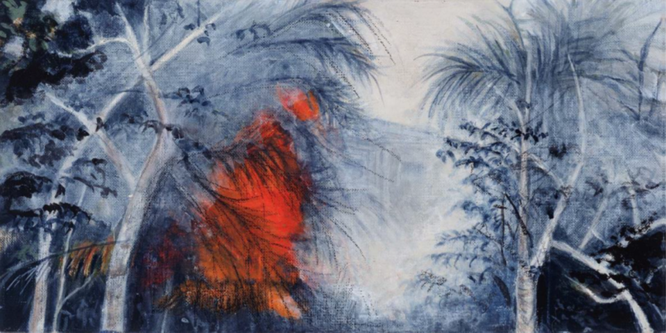 Ana Herter, Untitled, 2019, acrylic on canvas, H150 mm x W300 mm. The Power of Art #96 Ana Herter ‘Forest Fires’