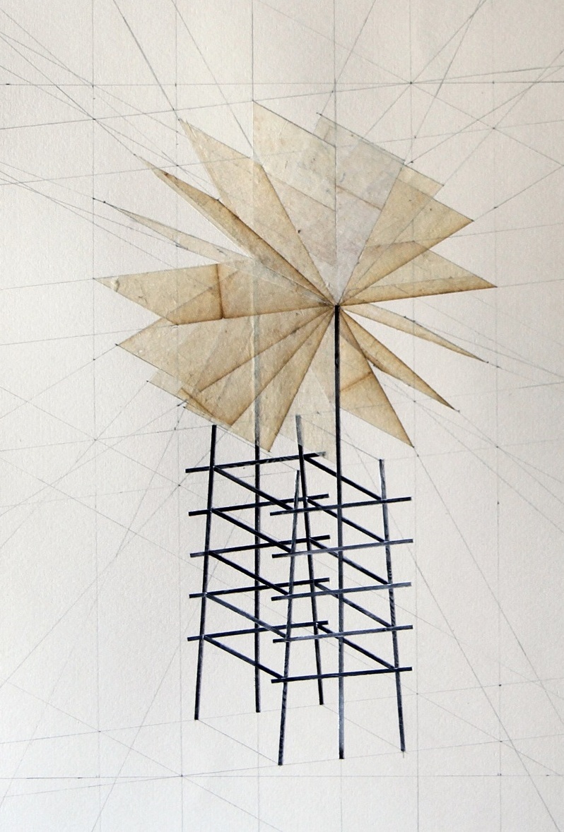 A Space for moving to the Wind, 2019 drawing and collage on paper, H500 mm x W360 mm. The Power of Art #94 Anne Harild 'A Space For Moving The Wind'
