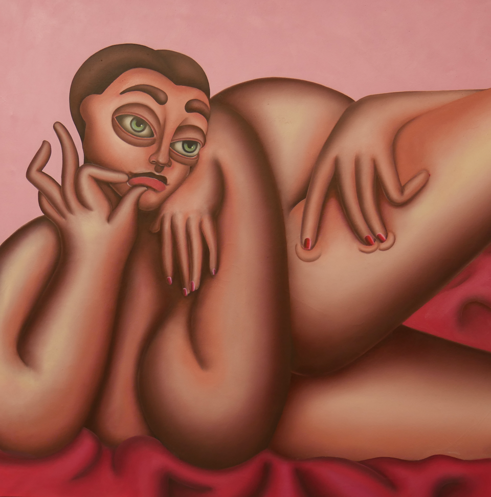 Georgia Dymock, diptych part one, 2022, oil on linen, H1500 mm x W1500 mm. Wondrous Appearances - Georgia Dymock - Artist in Focus - April 2022