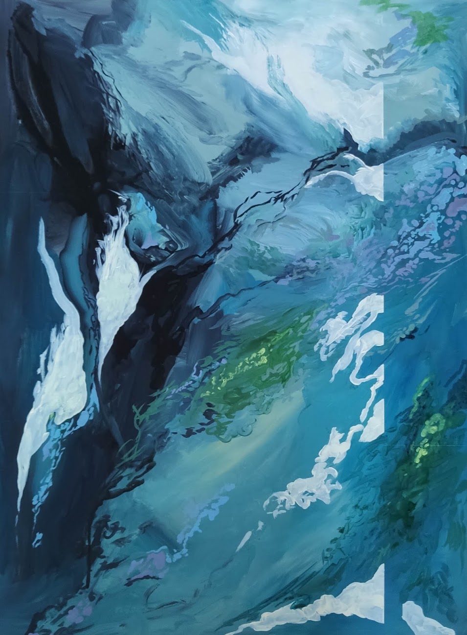 Connie Liebschner, Ebb and Flow, 2021 oil , ink and gesso on panel, H610 mm x W810 mm. The Power of Art #58 Connie Liebschner 'Wild Swimming Holidays'