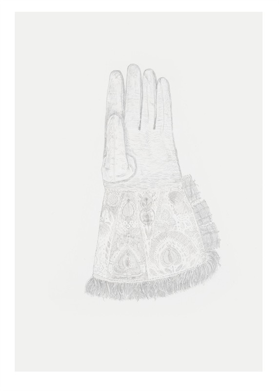 Glove, silver point etching