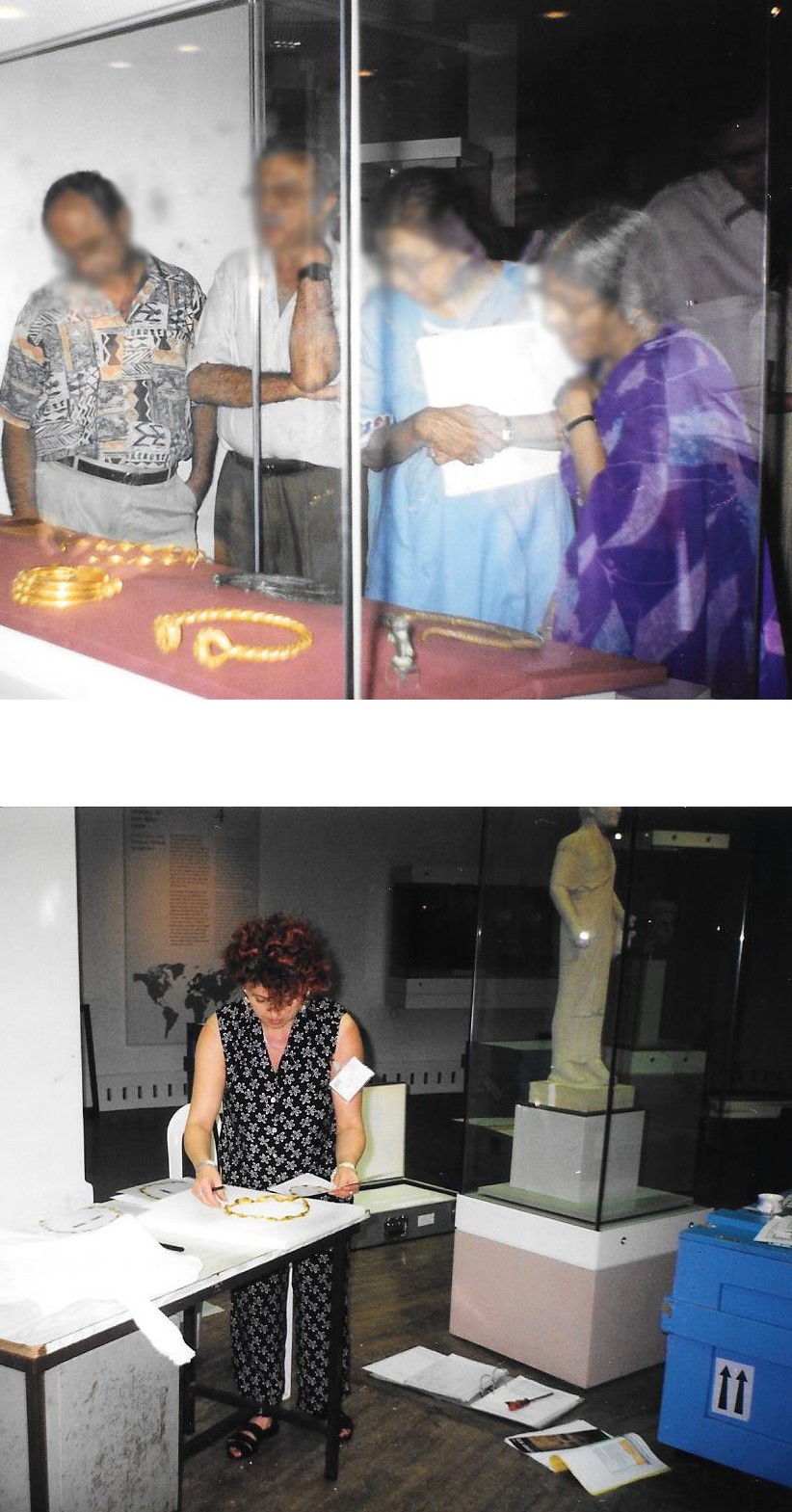 The images show several Iron and Bronze Age gold and bronze torcs, being admired by museum visitors, including myself condition checking a gold ribbon torc. The Joy of What We Do #27 'An Enduring Image'