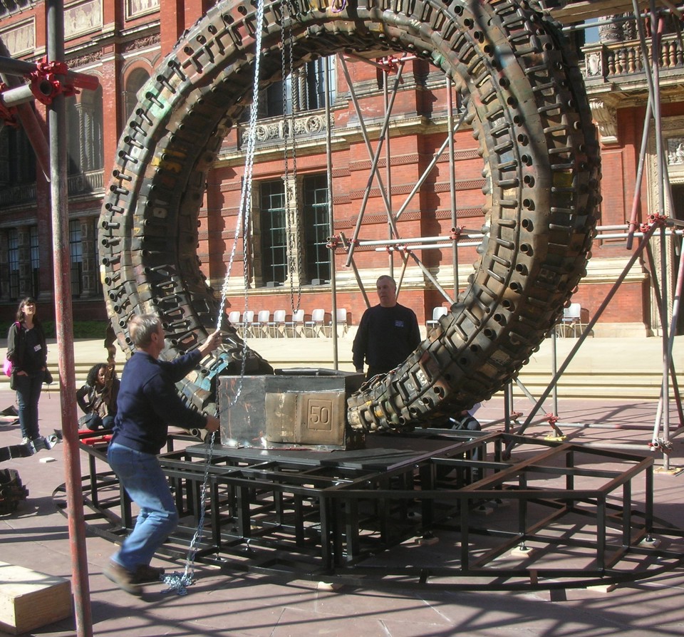 Romuald Hazoumè, Rainbow Serpent, 2007, interlocking jerry cans installation. The Joy of What We Do #28, 'Rainbow Serpent'