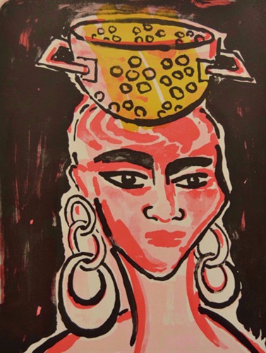 Elvira Bach Junge Wilden, Kitchen Diva, 2014. Eine Küchendiva
Coloured Lithograph,
Ed 40, unframed H690mm x W535mm, Documenta Kassel.