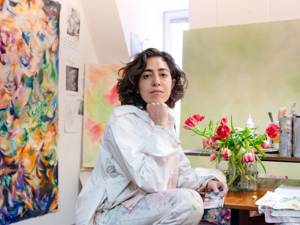 Shooq AlShawi in her London studio, 2026. Infinite Existence - Shooq AlShawi - Artist in Focus - March 2026